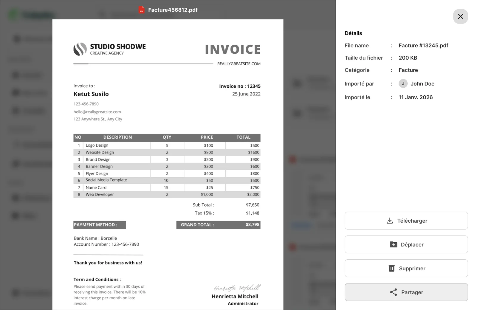 Cubydoc : Wireframe de la visionneuse de document