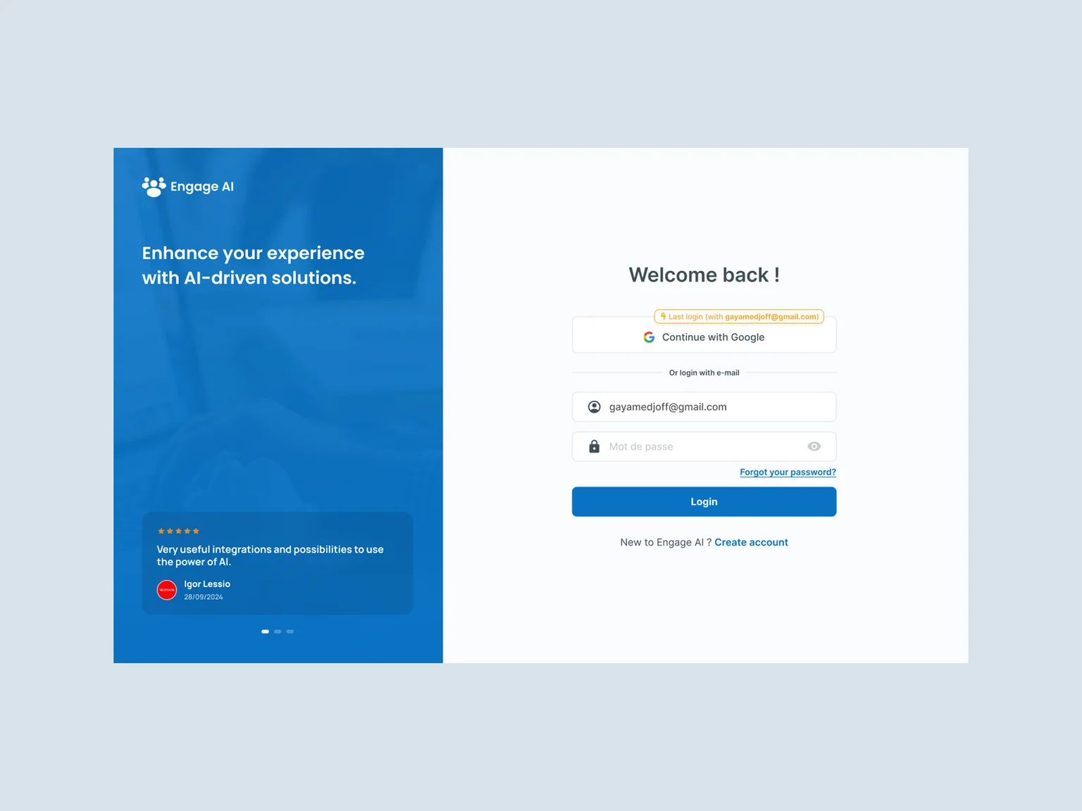 Aperçu du projet Engage AI