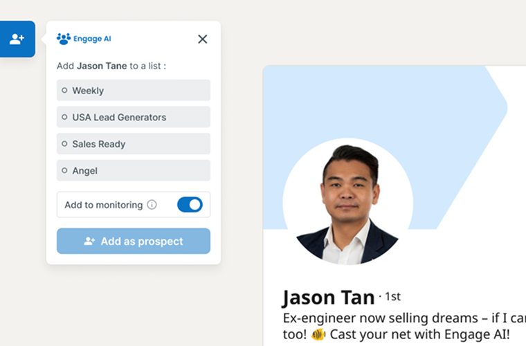 Engage AI : Ajout d’un prospect à une liste
