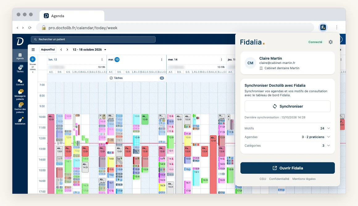 Fidalia : Fenêtre de l’extension